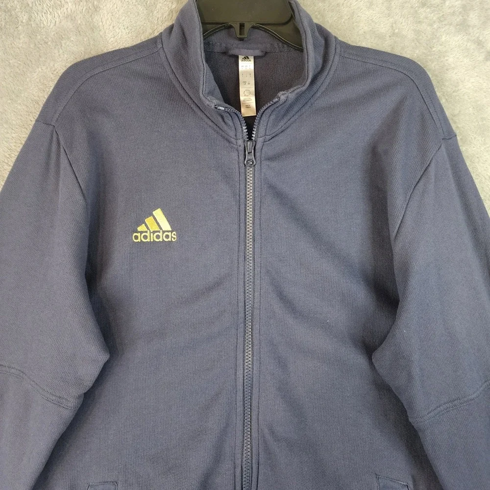 Adidas Trio Tracksuit Mens Large Jacket Medium Joggers Navy Blue Gold Set - Picture 12 of 16